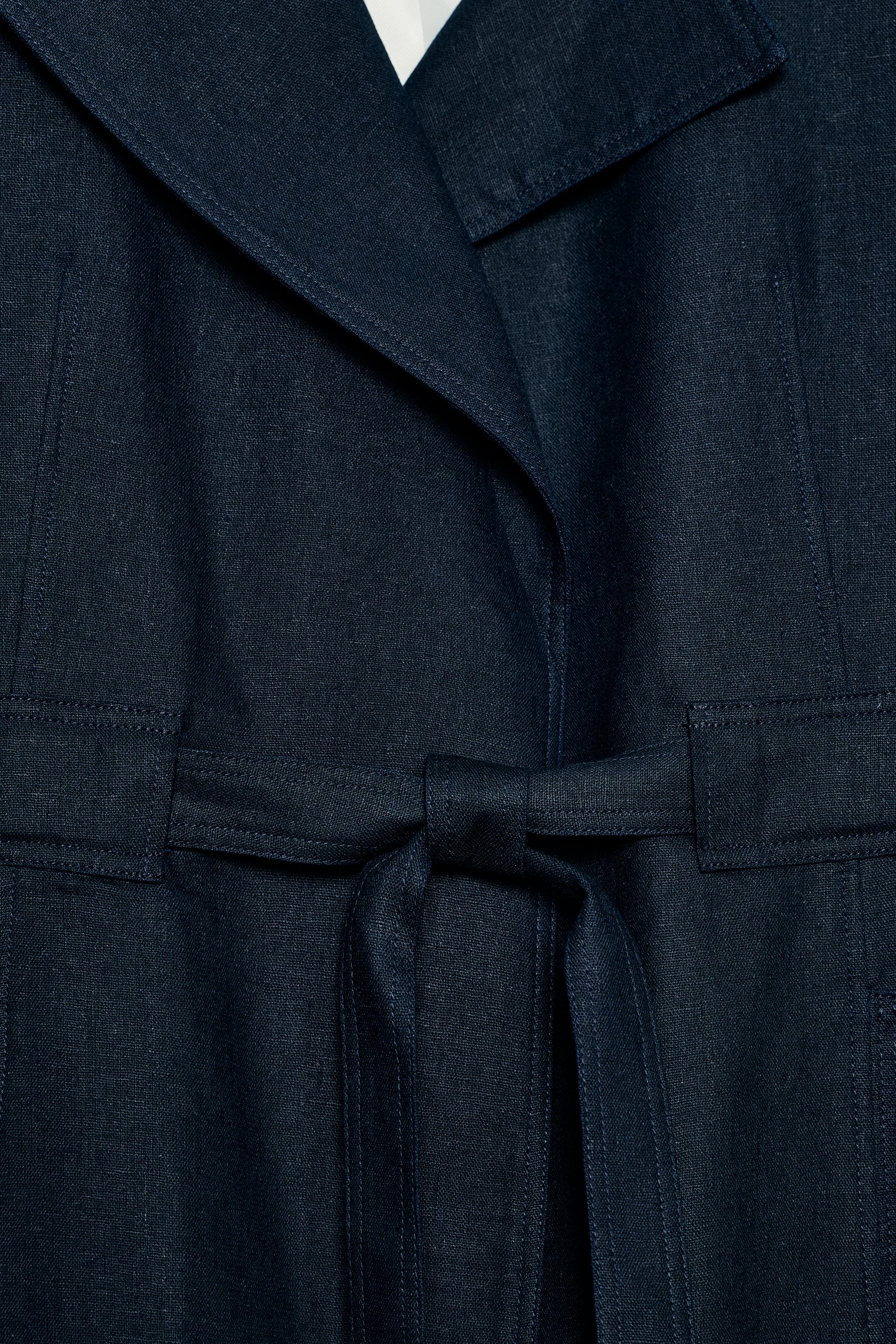 VESTE TRENCH EN LIN À CEINTURE